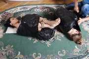 [From archive] Elvina & Sara - rope ball tie and black cling film wrap BTS