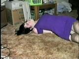 24 YR OLD GRETCHEN IS WRAP GAGGED WITH AN ACE BANDAGE & HOG-TIED (D36-3)