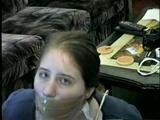 19 Yr OLD CRYSTAL IS MOUTH STUFFED, WRAP TAPE GAGGED, BAREFOOT & TOE TIED (D48-17)