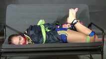 Rachel Adams Scarfbound and gagged in shiny Shorts