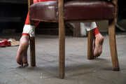 Ermintrude in Red Spy Chairtied in the Attic Barefoot