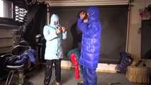 Watching sexy stella and ronja changing several shiny nylon downwear having fun with eachother (Video)