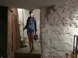 Jill Diamond cleaning up a cellar while wearing sexy shiny nylon shorts (Video)