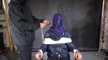 Aiyana in rainwear chairbound, gagged and hooded (and she loved it) Part2 