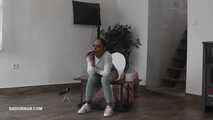 Mistress Nomi Melone smokes and pees on the toliett box