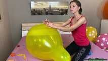 popping Q16 polka dots and Q24 balloons with wooden stick and fingernails