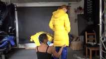 Watching sexy stella and ronja changing several shiny nylon downwear having fun with eachother (Video)