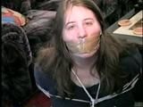 19 Yr OLD CRYSTAL IS MOUTH STUFFED, WRAP TAPE GAGGED, BAREFOOT & TOE TIED (D48-17)