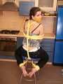 Indigo - curvaceous brunette cutie fed up with food, enjoys bondage in the kitchen