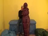 Gothic girl in down jacket then  bag