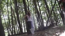 blindfold shooting in the woods