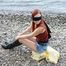 Nelly blindfolded at the water PICS