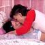 Hot teens Rene and Olivia lesbian sex with big red dildo