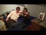 In his room..