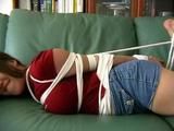 Busted Sandra hogtied