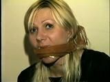 29 Yr OLD SEXY ROMANIAN WRAP TAPE GAGGED, BALL-TIED, CLEAVE GAGGED, TOE-TIED & BLINDFOLDED (D39-8)