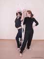 Alexa and Satisfaction Girl - Two girls and one coat rack: self-bondage session with a twist