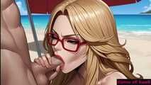 Gol Beautiful Blonde BJ Beach Cartoon